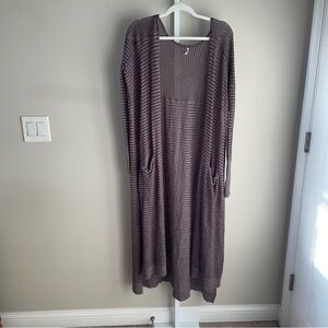 Free People Taupe and Burgundy Knit Sweater